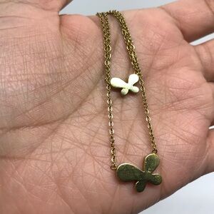 Multi Strand gold tone chain Butterfly necklace